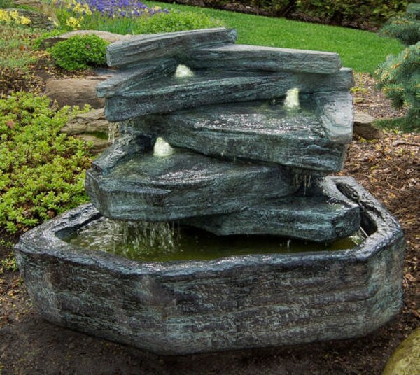Slate Springs Fountain Light Included Unique rock Formations Stone